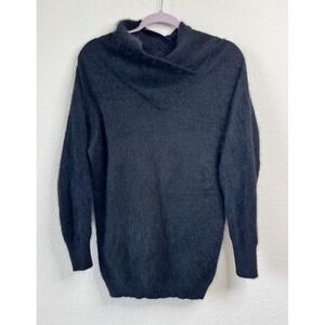 Semplice Sweaters Angora Sweater Women's‎ L Black Cowl Neck Fuzzy Knit Soft Y2K